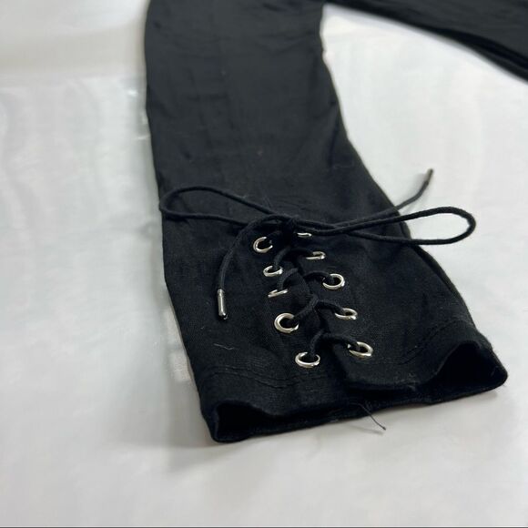 FREE PEOPLE Small Black Leggings NWT New Movement Lace Up Ankle Joggers Leggings - Picture 2 of 9